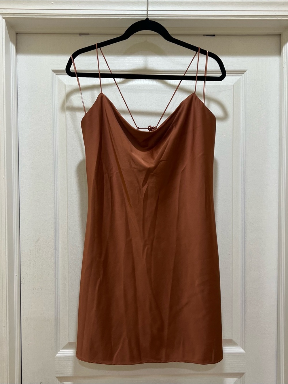 Abercrombie copper silk tie back mini dress size xl